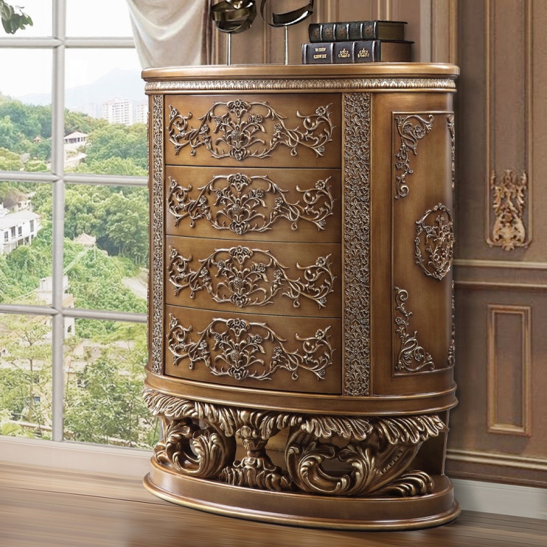 BD00475 Chest Victorian Style Brown & Gold Finish By Acme Furniture