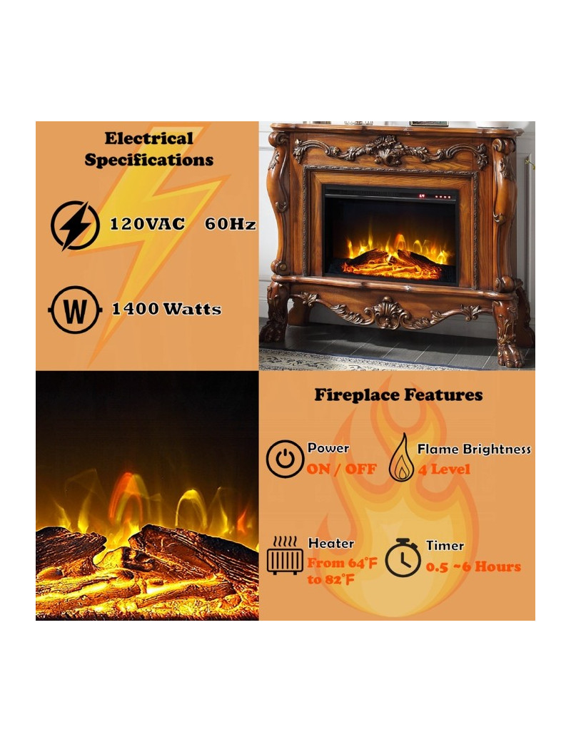 AC01309 Cherry Oak Finish Fireplace Dresden Collection by Acme Furniture
