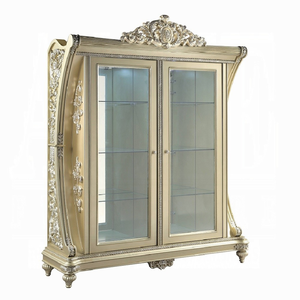 DN00467 7PC Dining Set Champagne Silver Finish Victorian Style Vatican Collection by Acme Furniture