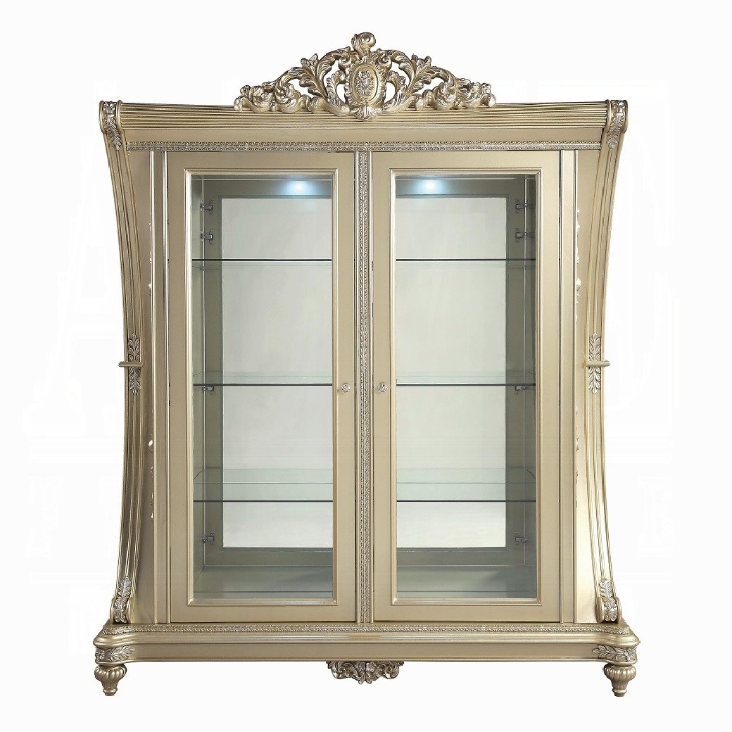 DN00467 7PC Dining Set Champagne Silver Finish Victorian Style Vatican Collection by Acme Furniture