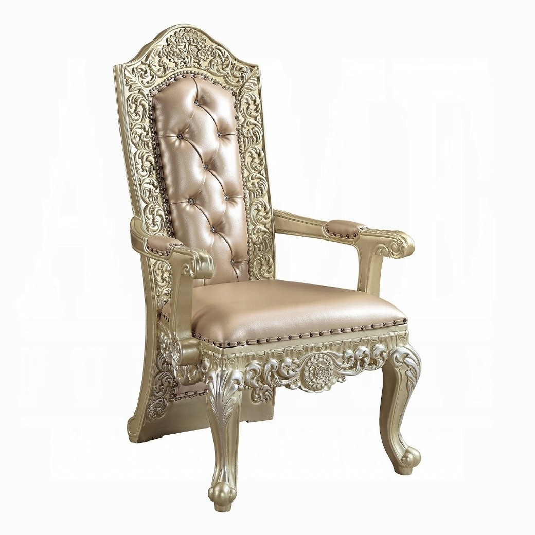 DN00467 7PC Dining Set Champagne Silver Finish Victorian Style Vatican Collection by Acme Furniture