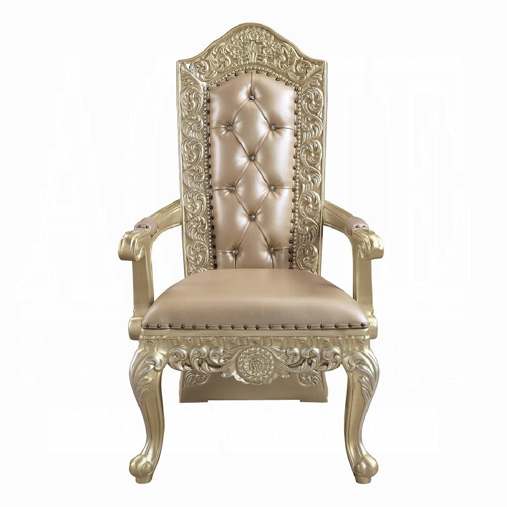 DN00467 7PC Dining Set Champagne Silver Finish Victorian Style Vatican Collection by Acme Furniture