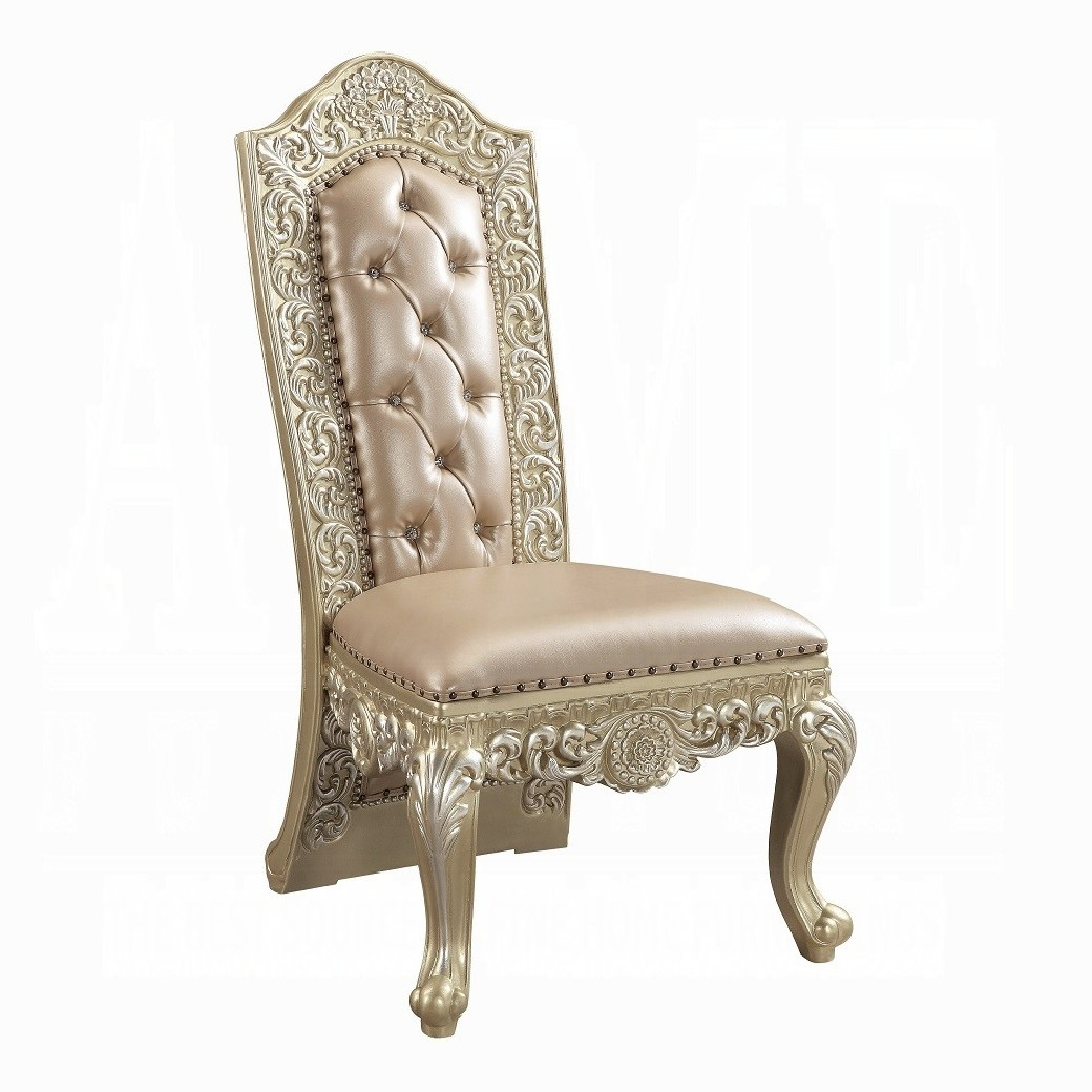 DN00467 7PC Dining Set Champagne Silver Finish Victorian Style Vatican Collection by Acme Furniture