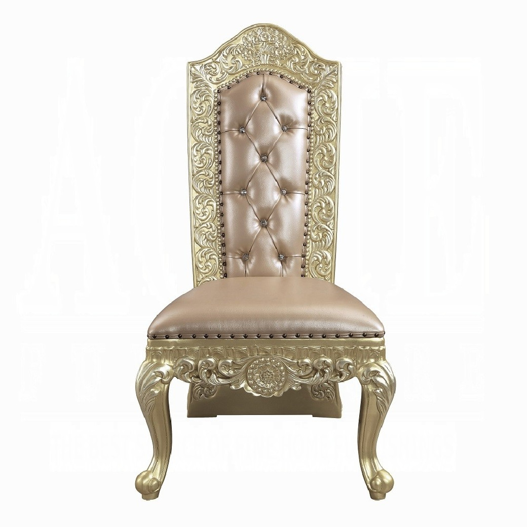 DN00467 7PC Dining Set Champagne Silver Finish Victorian Style Vatican Collection by Acme Furniture