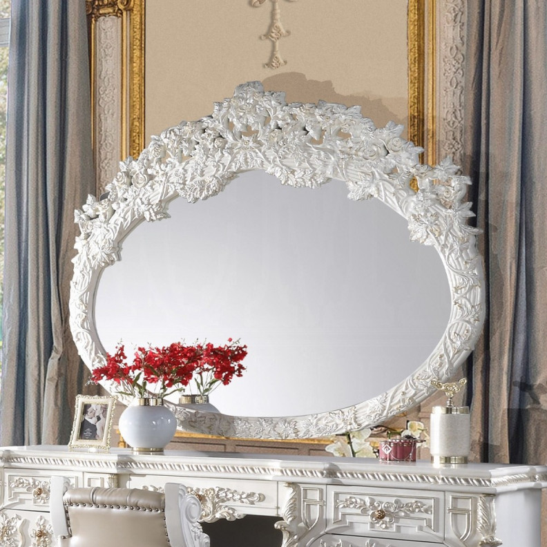 BD00673 Antique White Finish Mirror Vanaheim Collection By Acme Furniture