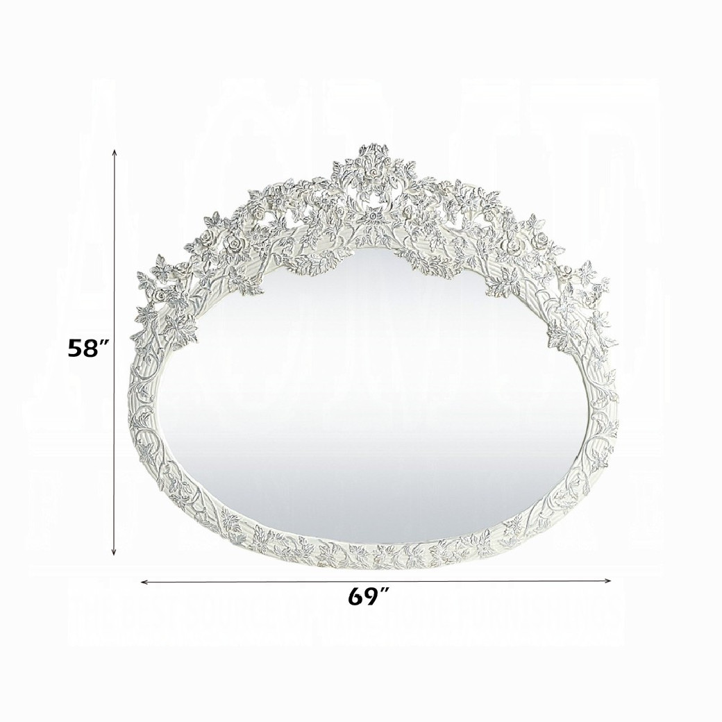 BD00673 Antique White Finish Mirror Vanaheim Collection By Acme Furniture
