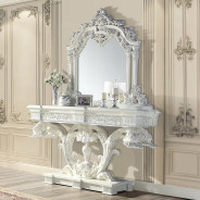 LV00802 Antique White Finish Sofa Table Vanaheim Collection By Acme Furniture
