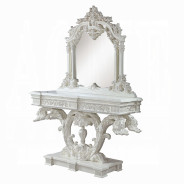 LV00802 Antique White Finish Sofa Table Vanaheim Collection By Acme Furniture