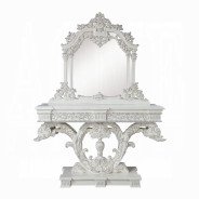 LV00802 Antique White Finish Sofa Table Vanaheim Collection By Acme Furniture
