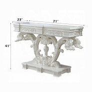 LV00802 Antique White Finish Sofa Table Vanaheim Collection By Acme Furniture