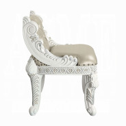 BD00675  Antique White Finish  Vanity Stool Vanaheim Collection By Acme Furniture