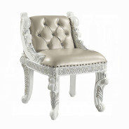 BD00675  Antique White Finish  Vanity Stool Vanaheim Collection By Acme Furniture