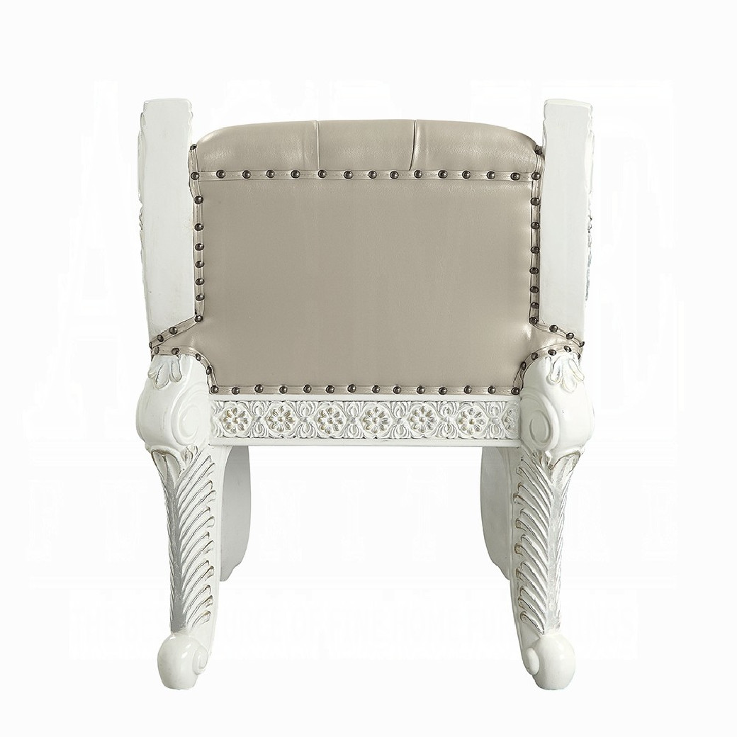 BD00675  Antique White Finish  Vanity Stool Vanaheim Collection By Acme Furniture