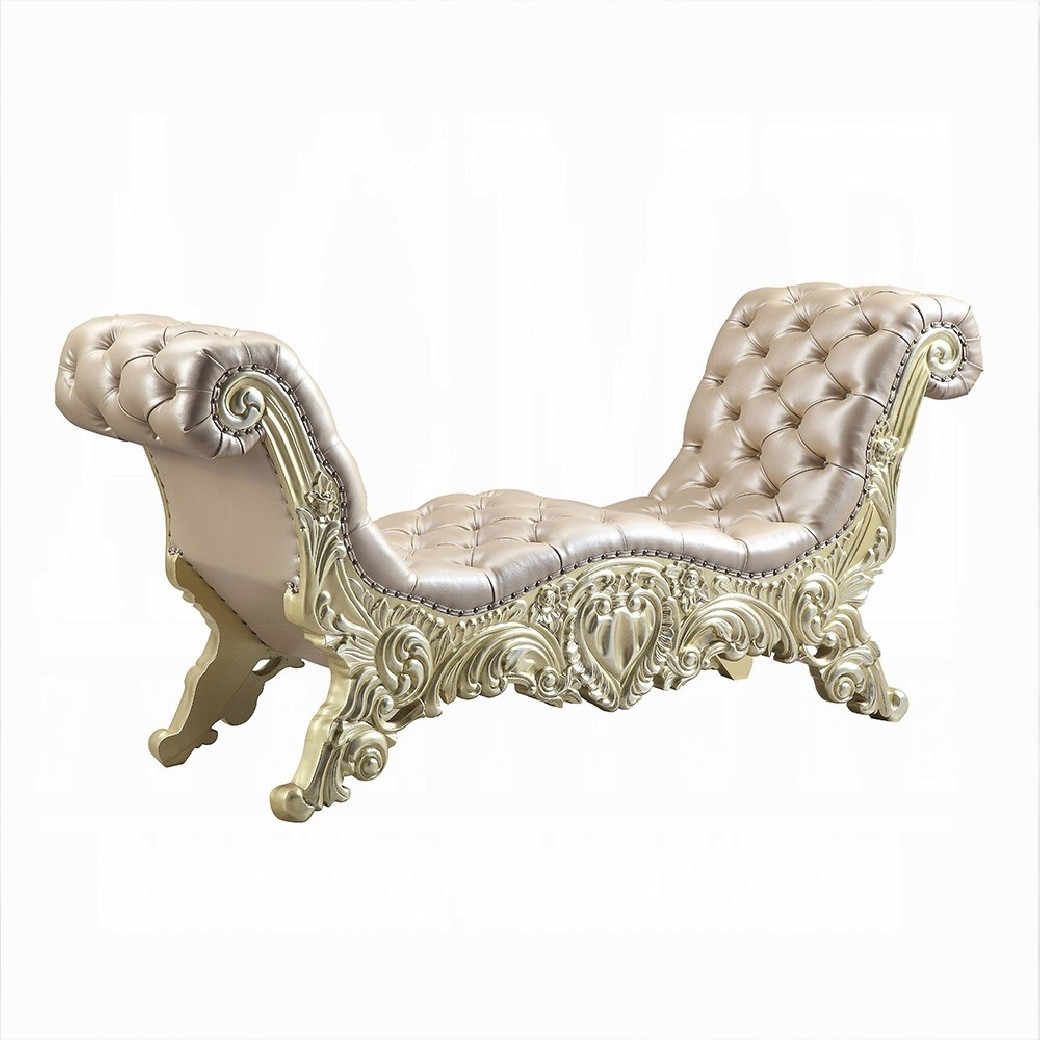 BD00466 Bench Champagne Silver Finish Victorian Style Vatican Collection by Acme Furniture