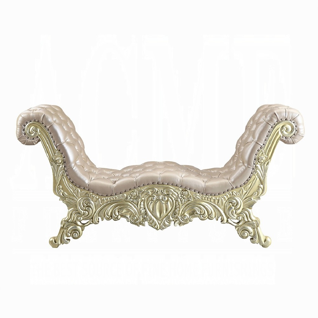 BD00466 Bench Champagne Silver Finish Victorian Style Vatican Collection by Acme Furniture