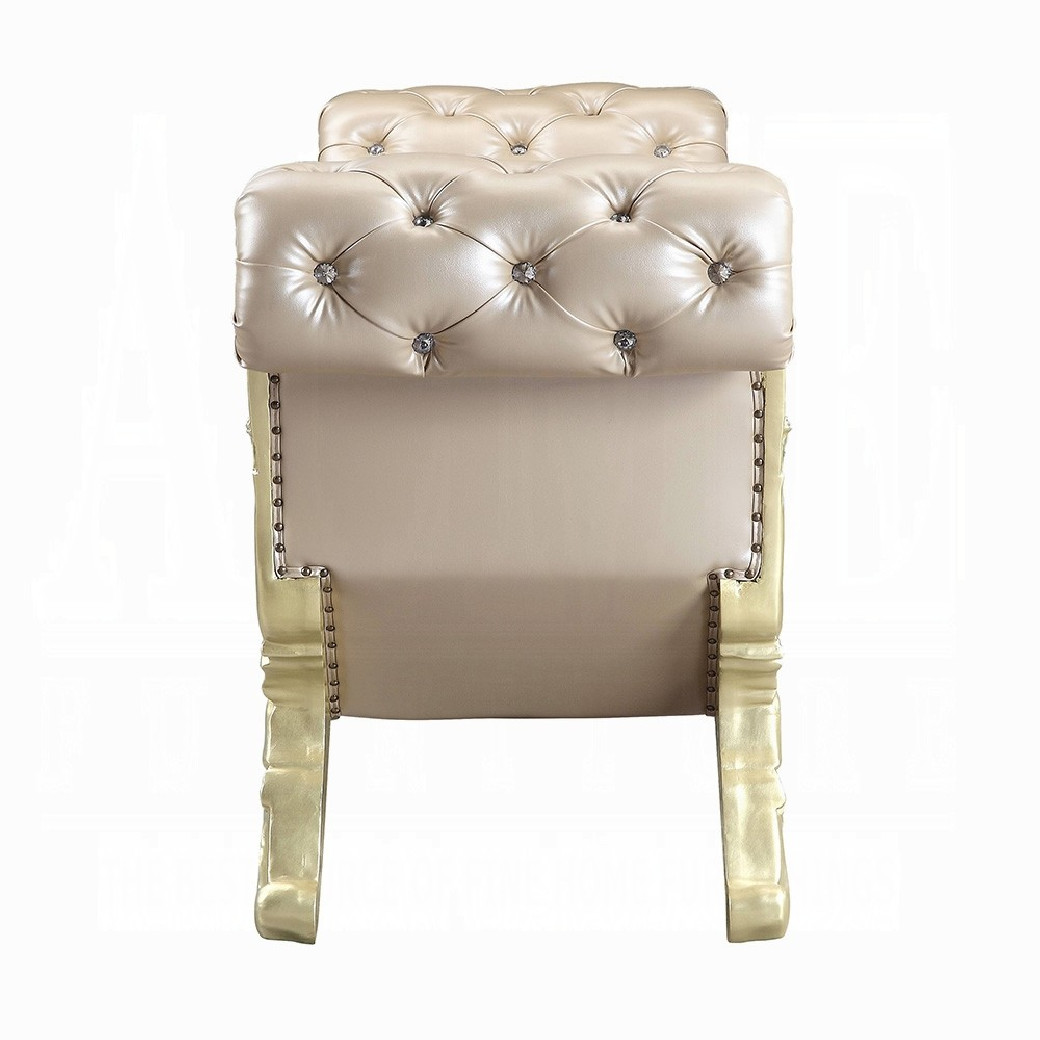 BD00466 Bench Champagne Silver Finish Victorian Style Vatican Collection by Acme Furniture