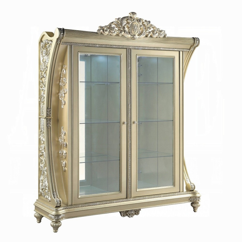 DN00470 Curio Cabinet Champagne Silver Finish Vatican Collection By Acme Furniture