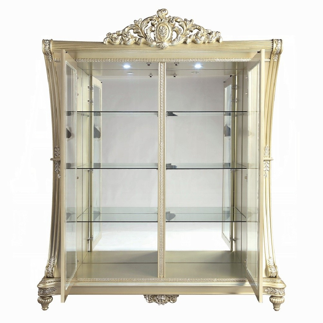 DN00470 Curio Cabinet Champagne Silver Finish Vatican Collection By Acme Furniture