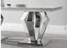 RDT308SMW 7PC Dining Set Modern Style White Marble Top Stainless Steel & Silver Finish by Artisan Furniture