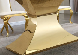 RDT335GM 7PC Dining Set Modern Style White Marble Top Stainless Steel & Gold Finish by Artisan Furniture