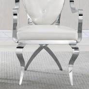 RDT308SMW 7PC Dining Set Modern Style White Marble Top Stainless Steel & Silver Finish by Artisan Furniture