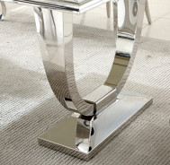 DT317SMW 7PC Dining Set Modern Style White Marble Top Stainless Steel & Silver Finish by Artisan Furniture