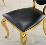 DT317 7PC Dining Set Modern Style Black Marble Top Stainless Steel & Gold Finish by Artisan Furniture