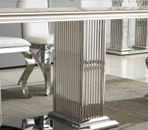 DT301SM 7PC Dining Set Modern Style White Marble Top Stainless Steel & Silver Finish by Artisan Furniture