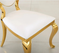 DT317 7PC Dining Set Modern Style White Marble Top Stainless Steel & Gold Finish by Artisan Furniture