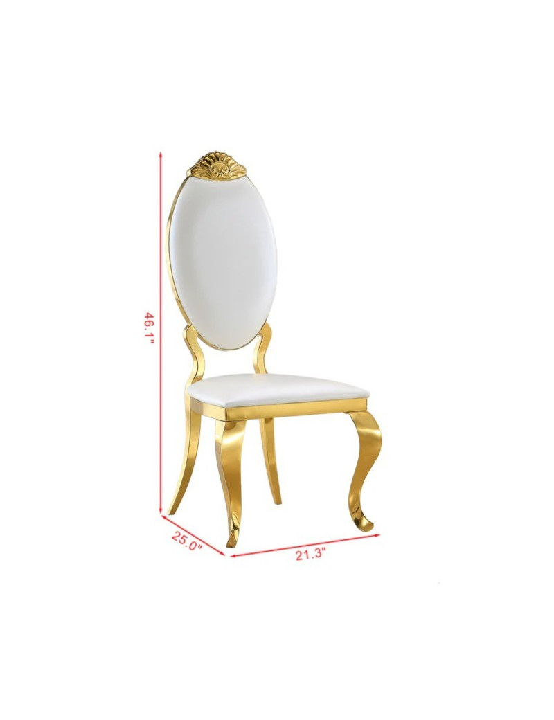 DT317 7PC Dining Set Modern Style White Marble Top Stainless Steel & Gold Finish by Artisan Furniture