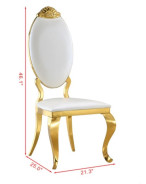 DT317 7PC Dining Set Modern Style White Marble Top Stainless Steel & Gold Finish by Artisan Furniture