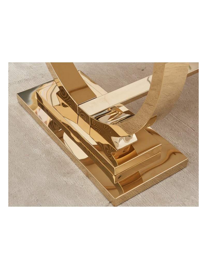 RDT316GMB 7PC Dining Set Modern Style Black Marble Top Stainless Steel & Gold Finish by Artisan Furniture