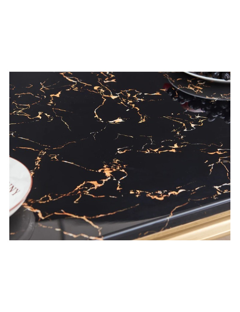 RDT316GMB 7PC Dining Set Modern Style Black Marble Top Stainless Steel & Gold Finish by Artisan Furniture