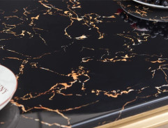 RDT316GMB 7PC Dining Set Modern Style Black Marble Top Stainless Steel & Gold Finish by Artisan Furniture