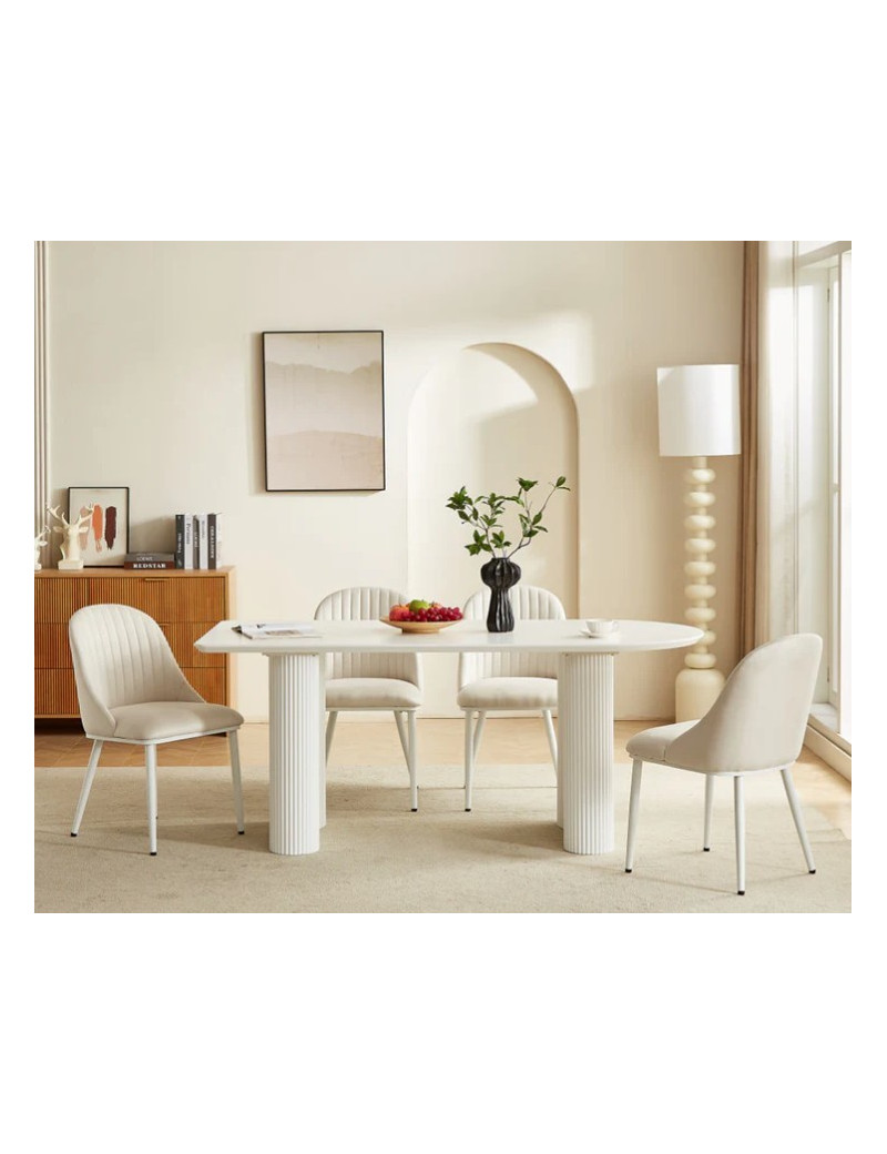 DT0223CM  7PC Dining Set Modern Style Matte White Finish by Artisan Furniture