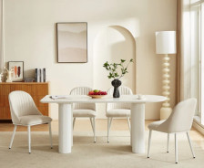 DT0223CM  7PC Dining Set Modern Style Matte White Finish by Artisan Furniture