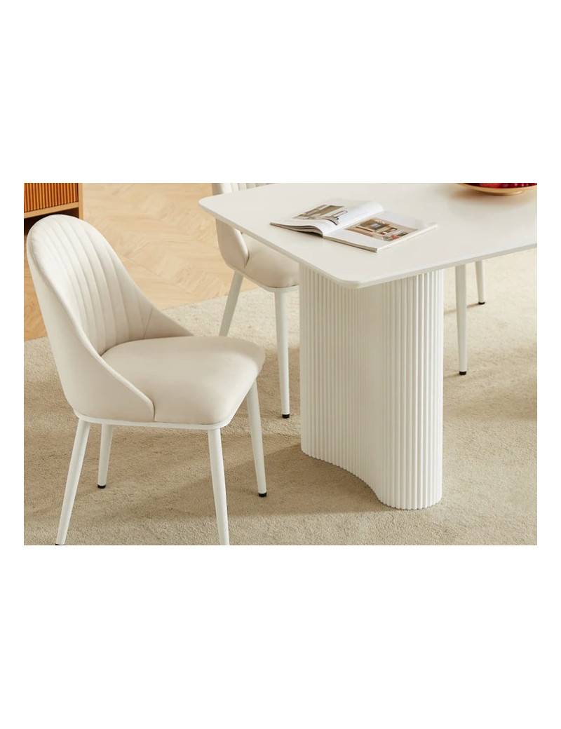 DT0223CM  7PC Dining Set Modern Style Matte White Finish by Artisan Furniture