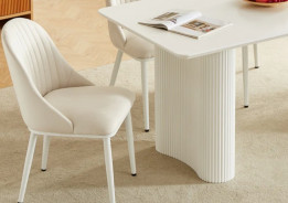 DT0223CM  7PC Dining Set Modern Style Matte White Finish by Artisan Furniture