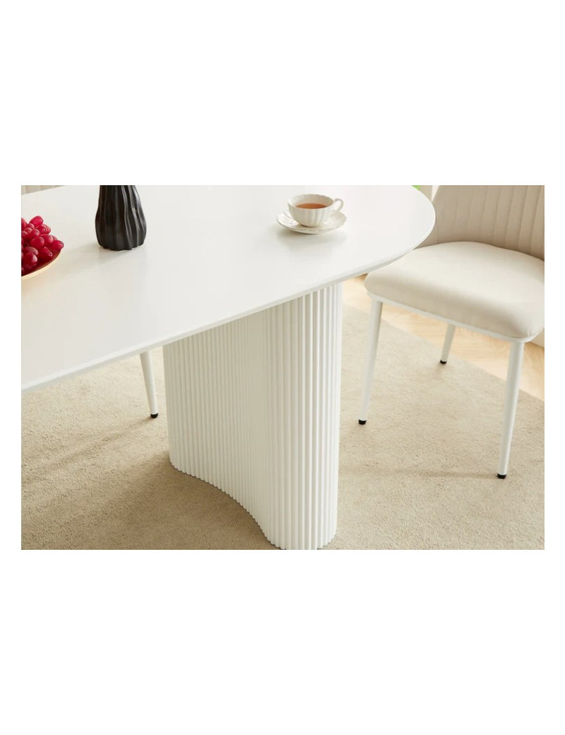 DT0223CM  7PC Dining Set Modern Style Matte White Finish by Artisan Furniture