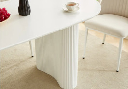 DT0223CM  7PC Dining Set Modern Style Matte White Finish by Artisan Furniture