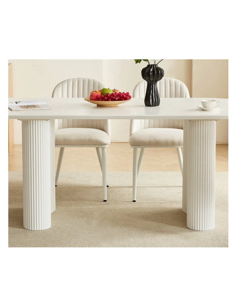 DT0223CM  7PC Dining Set Modern Style Matte White Finish by Artisan Furniture