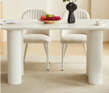 DT0223CM  7PC Dining Set Modern Style Matte White Finish by Artisan Furniture