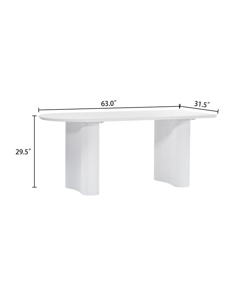 DT0223CM  7PC Dining Set Modern Style Matte White Finish by Artisan Furniture