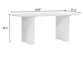 DT0223CM  7PC Dining Set Modern Style Matte White Finish by Artisan Furniture