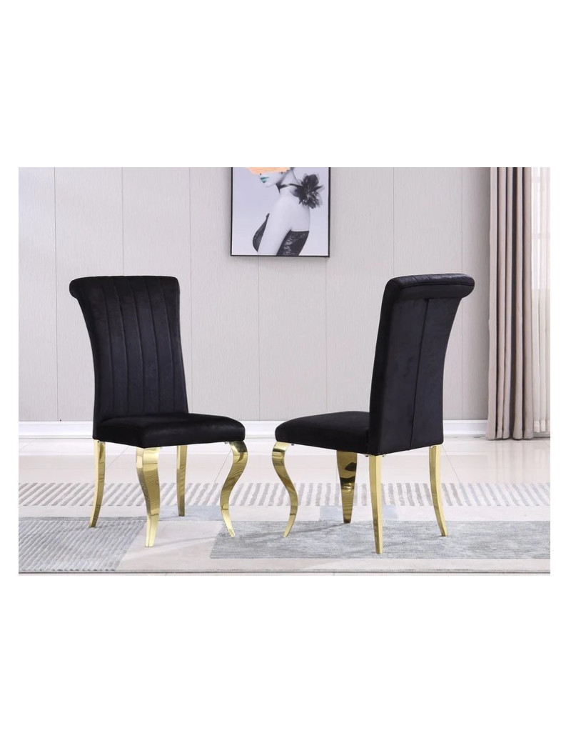 DT031 7PC Dining Set Modern Style Clear Tempered Glass Stainless Steel  Gold Finish by Artisan Furniture