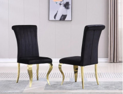 DT031 7PC Dining Set Modern Style Clear Tempered Glass Stainless Steel  Gold Finish by Artisan Furniture