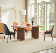 DT0226 7PC Dining Set Modern Style Brown MDF Panel & Ripple Legs by Artisan Furniture