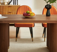 DT0226 7PC Dining Set Modern Style Brown MDF Panel & Ripple Legs by Artisan Furniture