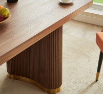 DT0226 7PC Dining Set Modern Style Brown MDF Panel & Ripple Legs by Artisan Furniture