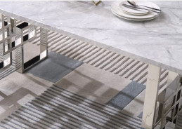 RDT213SMG Dining Set Modern Style Grey Marble Top Stainless Steel Silver Finish by Artisan Furniture